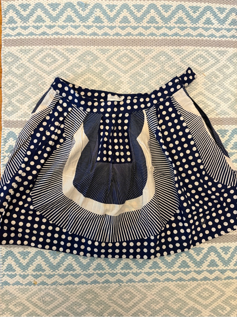 Cooperative Navy and White Polka Dot Mini Skirt